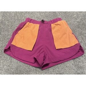 Stoic Utility Shorts Women Size XS ColorBlock Magenta Orange Nylon Pockets 3"